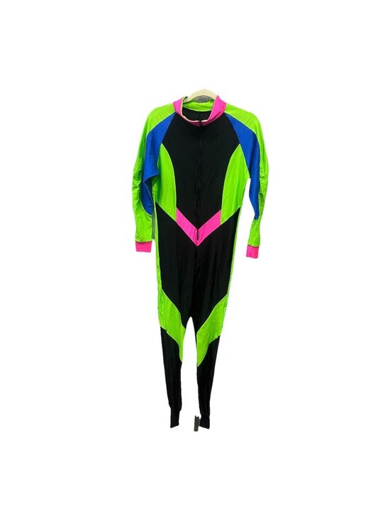 Sport Europa Pants - Vintage 80s Sport Europa Neon Ski Suit Large One Piece Stirrup Jumpsuit